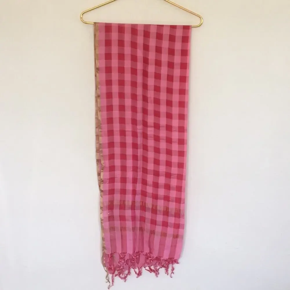 Bundle of 2 pink scarves solid & plaid like NEW - VALENTINE'S DAY